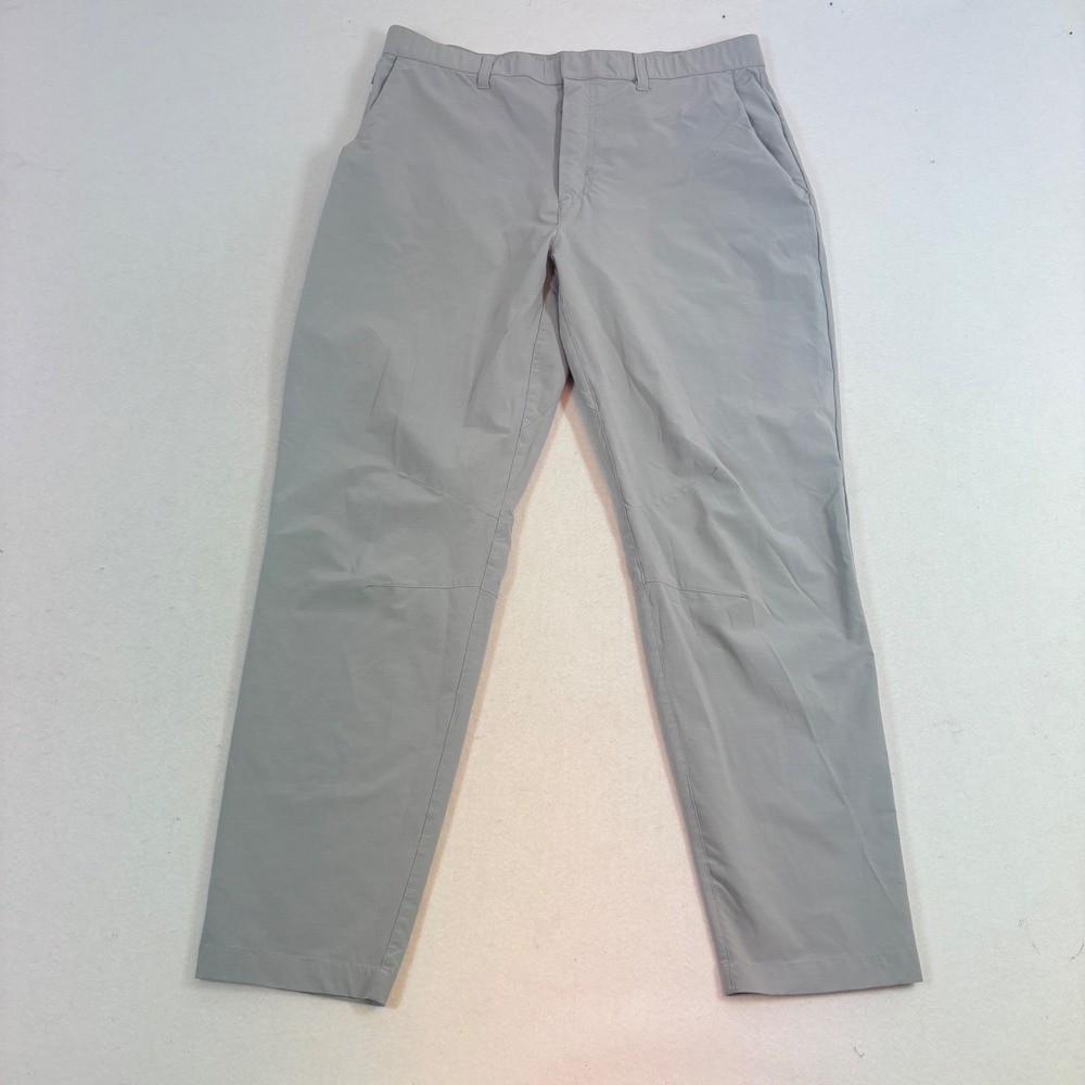Fabletics Pant Mens Large 33x29 Gray Stretch Tapered Casual Office Performance